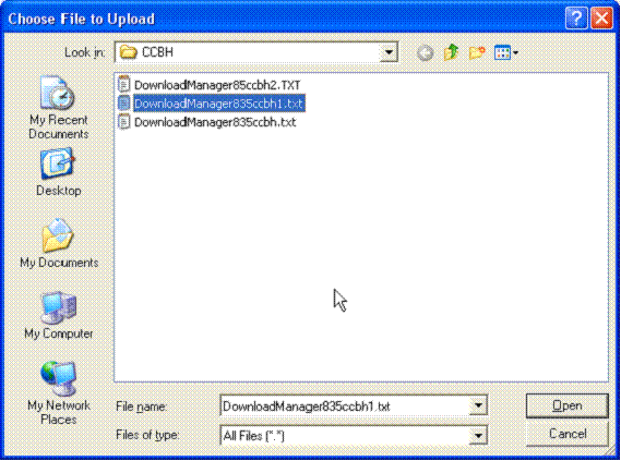 4) Find the 835 file you want to upload. Click on the file name and ...