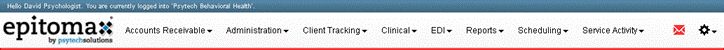 epitoma%
Accounts Receivable.
Administration
Client Tracking
Reports
Scheduling.
Service Activitf